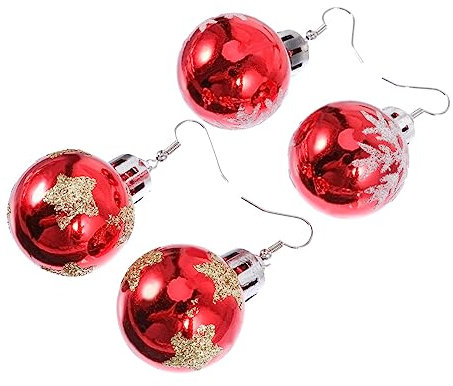 JEWEDECO 2 Paar Weihnachtskugel-ohrhänger Kreativer Damen-ohrschmuck Leuchtende Weihnachts-kugeln