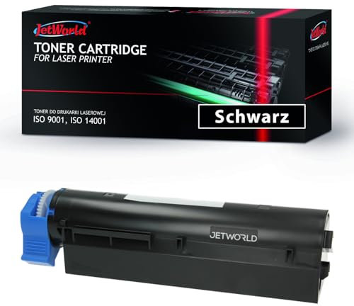 JetWorld Toner Ersatz Oki B411 44574702 Schwarz für B411d, B411dn, B431d, B431dn, MB461, MB471, MB471w, MB491, MB491dn 4000 Seiten je Tonerkartusche