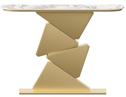Table console moderne en faux marbre, table basse moderne pour salon, chambre à coucher, couloir, couloir table d'entrée (or, moyen)