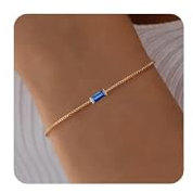 VIROMY Birthstone Armbänder für Frauen Dainty Box Link Birthstone Armband Schmuck Geburtstagsgeschenke für ihre Mutter Frau Freundin Jahrestag Freundschaft Schmuck(September)