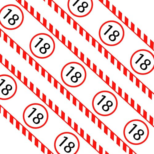 Premium Absperrband für 18. Geburtstag, Einzigartige Verkehrsschild-Deko, 20m Länge, Ideal für Partydeko und Geschenke (Mann & Frau)