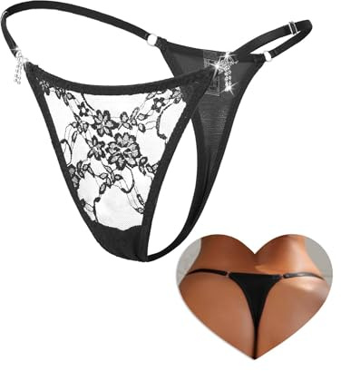 comeondear Mini String Femme Sexy Chic Hot Ficelle Micro String | Transparent,Bikini Maillot de Bain,Tanga Dentelle,Culotte Grande Taille,sous-vêtements Feminins,Slip Taille Réglable