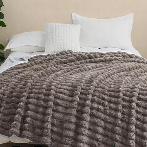 CALIYO Kuscheldecke Flauschig Decke Wohndecke Warme Cord-Fleece Wolldecke Dicke Sofadecke Couchdecke für Schlafzimmer Couch 150 x 200 cm,Grau