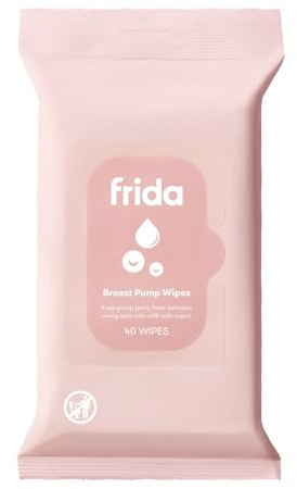 Frida Mom Breast Pump Wipes, Multi-Surface Cleaner, Removes Breastmilk Residue, Made with Food-Grade Ingredients, Baby and Milk Safe, Travel Essential for Breastfeeding Moms, 40 Count