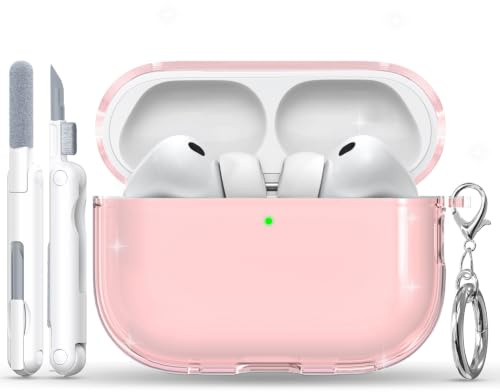 MHYALUDO Kompatibel mit Airpods Pro 3 Hülle,Airpods Pro 3 Case | Hülle Schutzhülle Kompatibel mit AirPods Pro 3,TPU Hochtransparent Anti-Vergilbung,für Airpods Pro 3 mit Cleaner,Pink