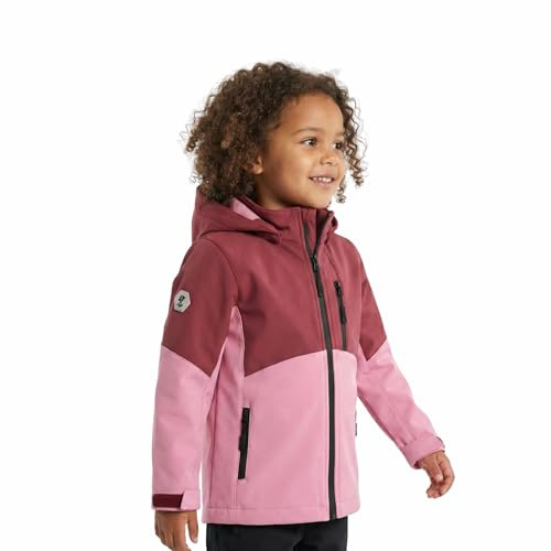Veste softshell coupe‑vent avec capuche pour enfants filles et garçons, Doublure en polaire. Matière imperméable 5000mm sans PFC minimisé de pollution. (FR/ES, Âge, 8 ans, 9 ans, Taille normale, Rose)