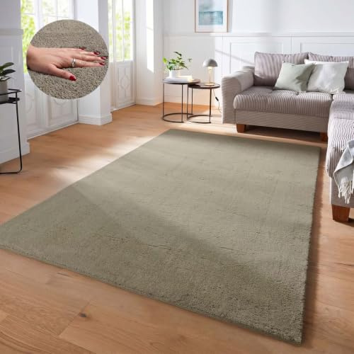 Taracarpet Supersoft kurzflor Teppich Fiona Wohnzimmer Schlafzimmer Kinderzimmer Flur Läufer waschbar rutschfest Uni New Grün 200x280 cm
