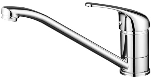 CECIPA Kitchen Mixer Tap, Monobloc Single Lever Kitchen Tap with 360° Long Swivel Spout & Hot Cold Water Hose, Water-Saving Faucet, Anti-Rust Finish & Anti-Burst Hose, Easy Installation for Sink