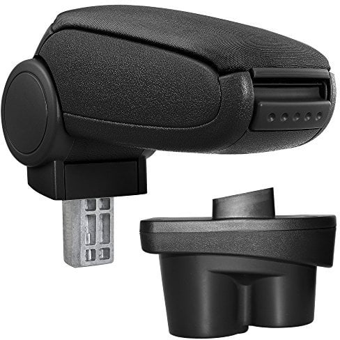 [pro.tec] Bracciolo Centrale - Poggiabraccio con vano portaoggetti - Imbottito - in Tessuto - Nero