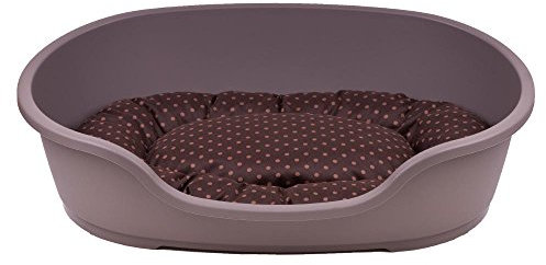 adena Hundekorb 110 x 74 cm Taupe + Kissen Tupfen braun