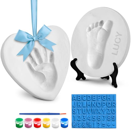 Casting Keepsakes Baby Handprint Ornament Making Kit (Includes Paint Set) Ornament Making Kit for Kids - Baby Hand and Footprint Clay