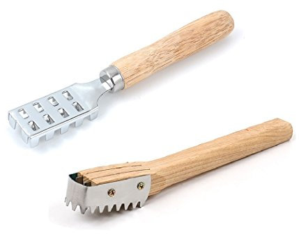 ZXJOY Fish Scales Brush Fish Skin Remover Stainless Steel and Oak Handle,2 Pcs (C)