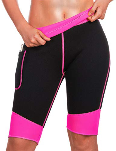 TrainingGirl Women's Hot Neoprene Sauna Sweat Shorts with Pocket Weight Loss Slimming Pants Workout Body Shaper Yoga Leggings