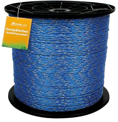 Farmland Herkules Power Weidezaunlitze - 1000 Meter Weidezaun Band mit 0,33 Ohm/m - Robuste Weidelitze BF Turbocord - Weidezaun Litze für alle Tierarten