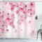 ABAKUHAUS japanisch Duschvorhang, Eastern Sakura Blumen, Stoffliches Gewebe Badezimmerdekorationsset mit Haken, 175 x 200 cm, Baby Pink Hellrosa