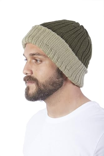 Raymis Herren Mütze aus 100 % Alpakawolle, wendbar, Totenkopf-Mütze - mehrfarbig - Standard