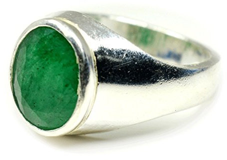 Jewelryonclick Natürlicher 5,5 Karat Smaragd Silber Ring für Herren Bold Design mit Zargenfassung Größe H-Z