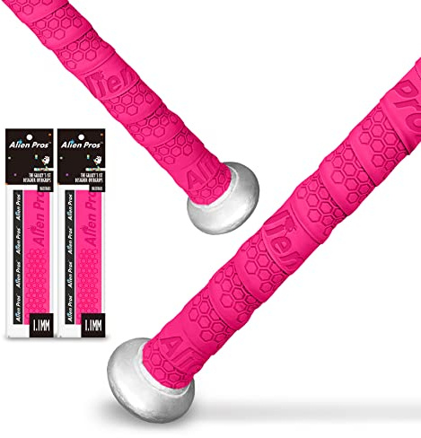 Alien Pros Baseball Griffband (2 Griffe) - 1,1 mm vorgeschnittenes Griffband für EIN professionelles Griffgefühl - Ersatz für den Alten Baseballschlägergriff (2 Griffe, Rosa)
