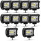 Safego Faro da Lavoro, 4 60W Faretto Faro LED 4800LM Spot Luci da Lavoro a LED Proiettore Fendinebbia Luci Off Road Impermeabile IP67 per Trattori Auto SUV ATV Camion Barca Spotlight 12V 24V, 10PCS