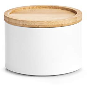 Zeller 19319 Vorratsdose, Metall/Bamboo, Weiß