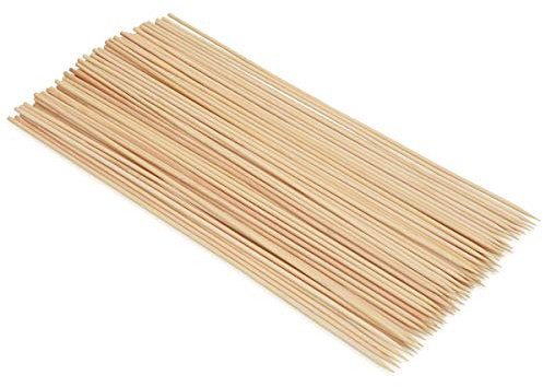 Navaris 100x Bambus BBQ Grillspieße - 300 x 3mm - Bambusstäbchen Schaschlikspieße extra lang - für Grillen Zuckerwatte Schokobrunnen Käse Fondue