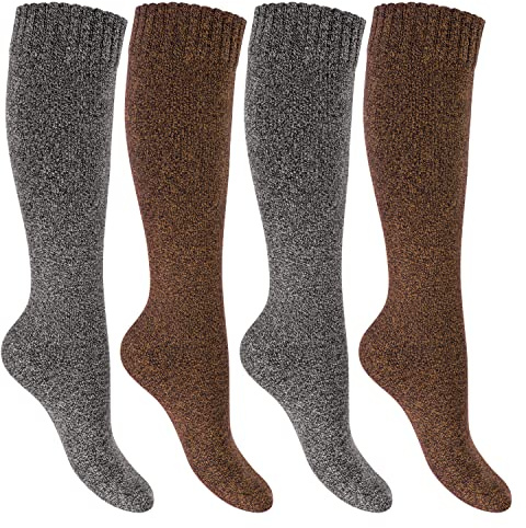 Footstar Damen Thermosocken Frottee Kniestrümpfe (2 oder 4 Paar) Warme Winter Socken