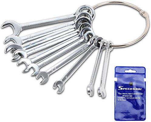 SPEEDWOX Kleine Schraubenschlüssel-Sets metrisch 4mm-11mm Zündschlüssel-Set Kombination offen und Box Ende Mini-Schraubenschlüssel-Set mit tragbaren Aufbewahrungstaschen silber