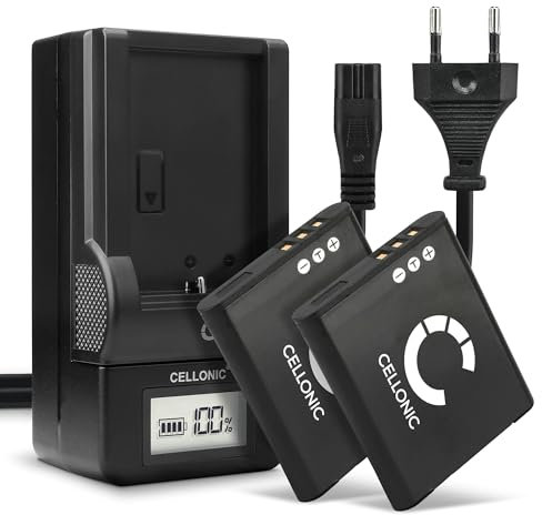 CELLONIC, Batterie pour Caméra, Compatible avec Kodak PIXPRO SPZ1, LB-050, FZ151, LB-052, FZ152 (3.7V, 730mAh) 2 Pièces + Chargeur