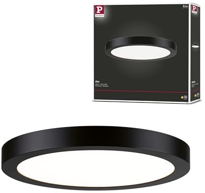 Paulmann 70984 LED Panel Abia 300mm Warmweiß rund incl. 1x22 Watt Deckenleuchte Schwarz matt Deckenlampe Kunststoff 2700 K