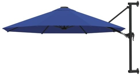 vidaXL Wall-Mounted Parasol with Metal Pole UV Protective Durable Easy to Clean Outdoor Patio Garden Umbrella Sunshade Shed Cover 300cm Blue