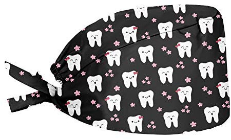 UOIMAG Bonita gorra de dientes suave y suave para el pelo, ajustable, turbante para deportes, trabajo y cocina
