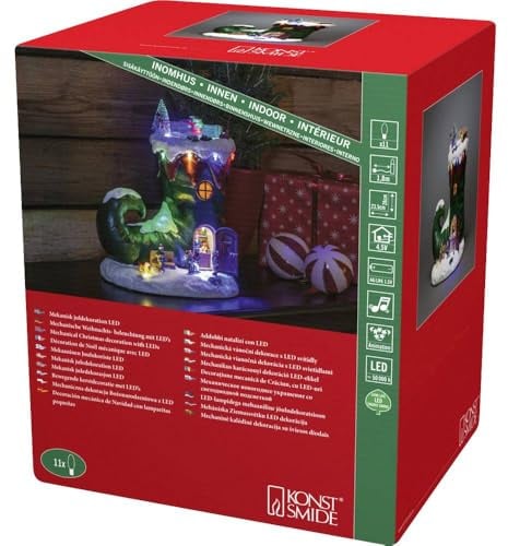 Konstsmide LED Weihnachtsstiefel, mit Musik, Trafo- und batteriebetrieben, Multi, 4.5V Innentrafo/batteriebetrieben, Innen, 11 MulticolourDioden, schwarzes Kabel - 4227-000