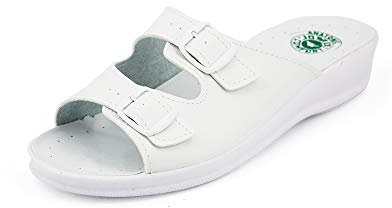 JOMIX Ciabatte Donna Estive Ortopediche Aperte con Zeppa Pantofole Comode Anatomiche da Casa o Mare Made in Italy ITD1474 Bianco 36