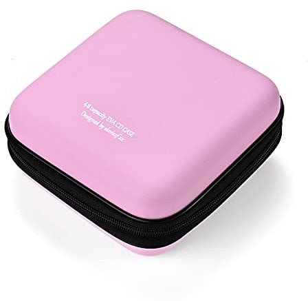 LIOVODE DVD Tasche,48 Kapazität Eva Material CD-Hülle Halter Lagerung Veranstalter Medien Halten Hartplastik Schutz Disc Wallet Speicher für Auto (48 Kapazität, Rosa 48)