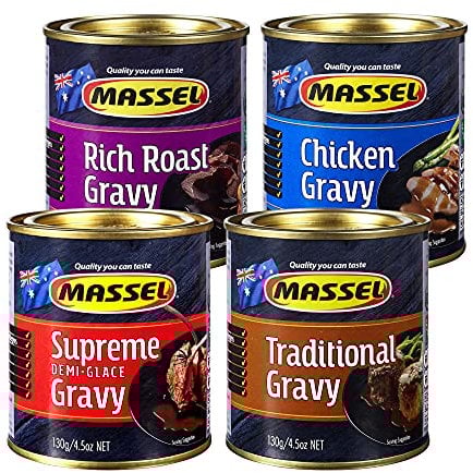 Massel Premium Gravy Powder Variety, Plant-Based, Gluten-Free, Low Fodmap, and Dairy Free Instant Gravy Mix, 130g, Pack of 4