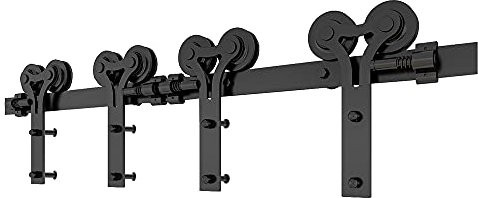 CCJH 7FT/211cm Schiebetürbeschlag Set, Laufschienen für Schiebetür Y-Form-Aufhänger Hängeschiene Schiebetürsystem für Doppeltür