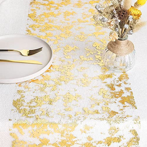 WELTRXE Tischläufer, Tischband mit Beschicht in glänzend golden 30cm × 5m, für Hochzeit Party oder Festival Neujahr Ostern