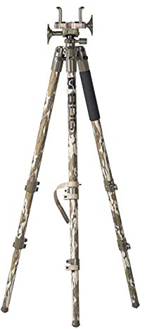 BOG DeathGrip Mossy Oak Bottomland Camo Stativ mit robustem Aluminiumrahmen, leichtes, stabiles Design, Wasserwaage, verstellbare Beine und freihändige Bedienung für Jagd, Schießen und Outdoor