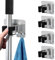 homeasy Mop Broom Holder, 4 Pcs Stainless Steel Self Adhesive Mop Holder Wall Mounted with Hooks Hanger Self-Adhesive Broom Holder (Siver Mix)