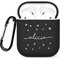 Tirita Personalised Custom Case Compatible with Apple AirPods 1st and 2nd generation, Support Wireless Charging, with Carabiner, Soft Shell [13- White Stars on Black]