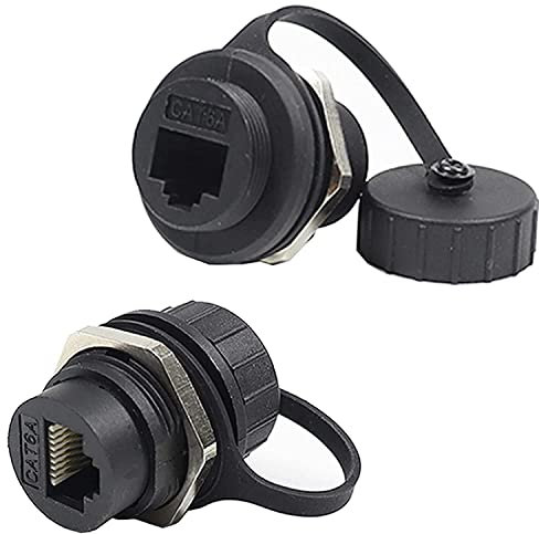 PENGLIN 2 Stück Wasserdichter RJ45-Koppler für abgeschirmte Plattenmontage, CAT6A-Ethernet-LAN-Pass-Through-Anschluss, IP67-Buchse auf Buchse, Bulkhead-Erweiterungsschnittstellenadapter