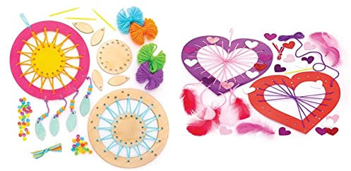 Baker Ross AW601 Traumfänger-Set aus Holz & Traumfänger-Bastelsets „Herz“ (4 Stück) – für Kinder zum Gestalten, Dekorieren und Verschenken zum Valentinstag und Muttertag