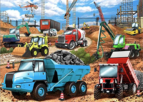 Construction Vehicles Jigsaw Puzzles Age 5+ for Kids Gifts | 100 Piece Jigsaw Puzzles for Children Boys Girls +