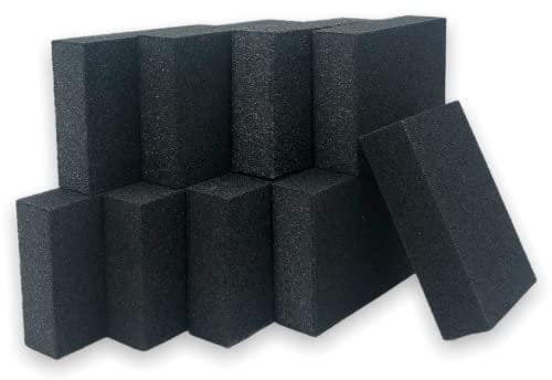Creavvee 9 Pack Abrasive, Wet and Dry Dual-use, Sanding Block Fine Medium and Coarse Grits, Washable and Reusable, Ideal for Wood and Metal Polishing, Black, Set 300 x 200 mm, Each Sponge 100x70x25mm
