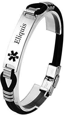 KBNSUIAN Medizinisch Identifikation Armbänder Sanitäter Alarm ID Krankheits Allergie Geschichtet Silikon Armband Personalisierter Meds Schmuck für Damen Herren für den Notfall, 8,26 Zoll