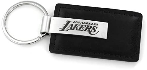 aminco NBA Los Angeles Lakers Schlüsselanhänger aus schwarzem Leder mit Lasergravur