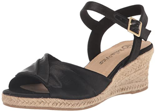 Bella Vita Damen Isabeth Keilsandale, Schwarze thailändische Seide, 42.5 EU