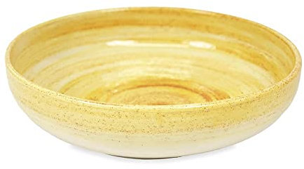 Verano Spanish Ceramics Pastel Beach Decorative Large Round Bowl - Restaurant Café Kitchen Dining Home Décor Counter Top Table Serving Sharing Round Food Fruit Salad Snack Bowl Dish - 27cm Orange