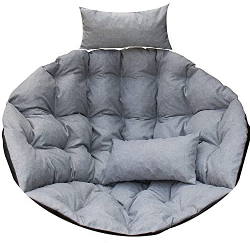 Bielik Hängesessel Kissen Polster Auflage für Hängeschaukel – Runde Gesteppte Sitzauflage für Hängekorb mit Rückenkissen, Gartenstuhl Kissen, Dekokissen für Hängekorb XXL 110cm +2Kissen (hellgrau)