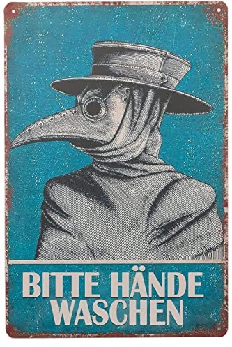 Doctor Plague Wash Your Hands Vintage-Blechschild 20 x 30cm, Metallschilder für Heimdekoration Gästezimmer Badezimmer oder Wandedekoration. (classic mask DE2308)
